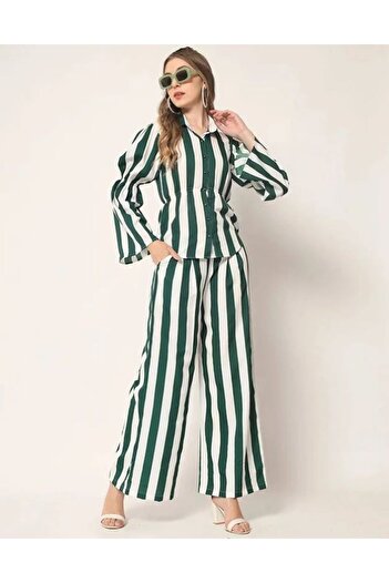 iza Teal and White Printed Co-ords Set