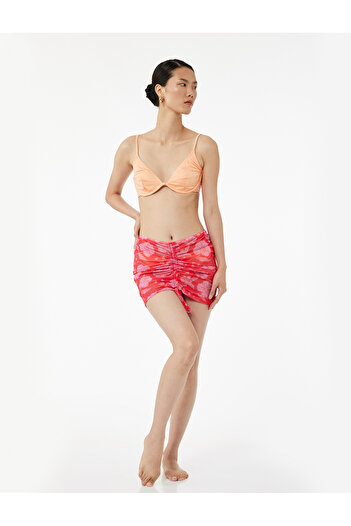 Koton Draped Gathered Floral Mini Pareo Skirt