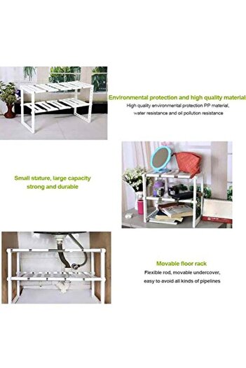 COOYA Double-Layer Storage Rack, Sturdy and Durable, Suitable for Under the Kitchen Sink, 70x38x26cm