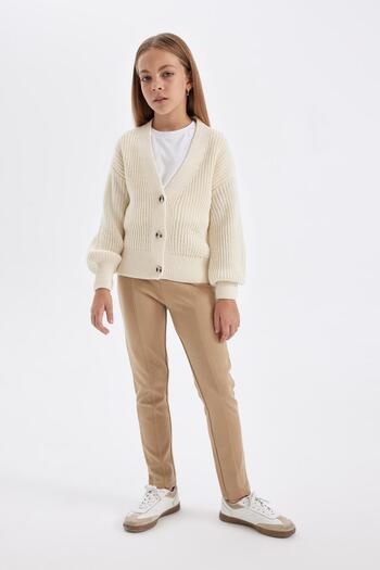 DeFacto Girl's Beige Long Length School Leggings A5088a823au