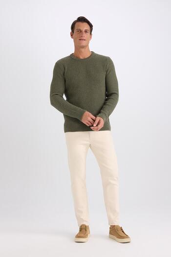 DeFacto Standard Fit Crew Neck Textured Knitwear Sweater E0811Axns