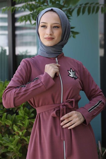 Modamihram Coat of Arms Zippered Ferace Dusty Rose 15100