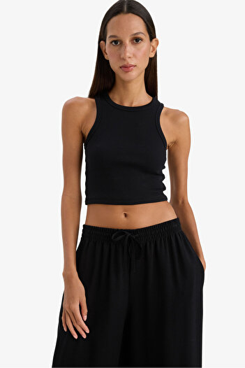 DeFacto Slim Fit Halter Yaka Pamuklu Crop Top