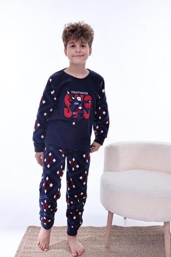 Mutlu City New Season Autumn/Winter Boys Skate 8 Patterned Fleece Pajamas Set 4536