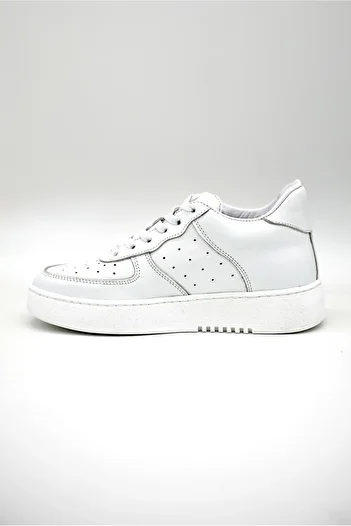 Elevold Luna Genuine Leather 6 cm Height Increase White Women's Sports Shoes