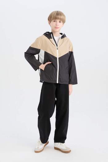 DeFacto Boy's Water Repellent - Hooded and Zippered Raincoat D5921A825Sp