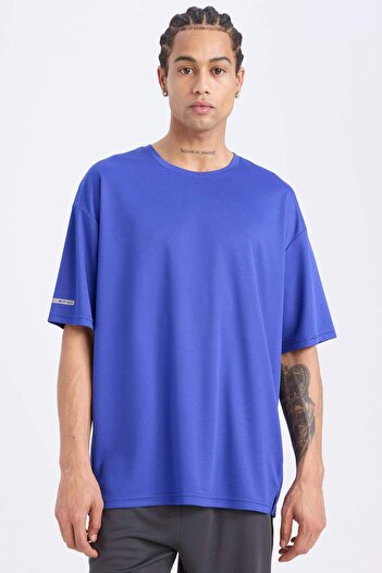 DeFacto DeFactoFit Boxy Fit Crew λαιμόκοψη εμπριμέ εμπριμέ αθλητικό κοντομάνικο μπλουζάκι D6726AX25SP