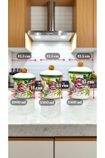 İnci Emaye Enamel Jar with Lid-1 /-1.3 / -1.5 Liter-Spice Jar, Dowry, Yogurt Fermentation, Multi-Purpose Jar