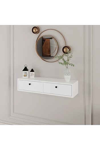 Home Luvia Mobilya 2 Kapaklı 90 Cm Beyaz Dresuar ( Siyah Düğme Kulp )