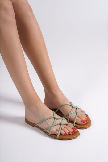 Mubiano Genuine Leather 23603-Mnt Women's Mint Sandals & Slippers