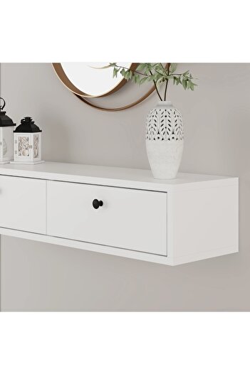 Home Luvia Mobilya 2 Kapaklı 90 Cm Beyaz Dresuar ( Siyah Düğme Kulp )