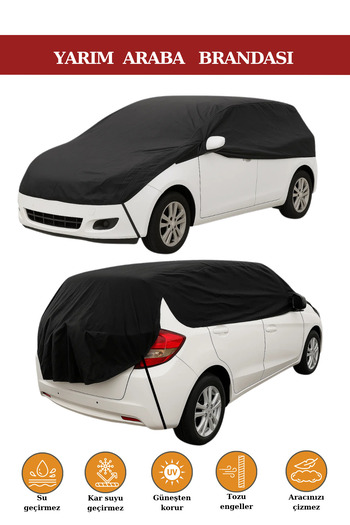 Breen Black Half Car Tarpaulin, Protects from Rain and Sun, Anti-Dust and Dirt, Anti-Icing
