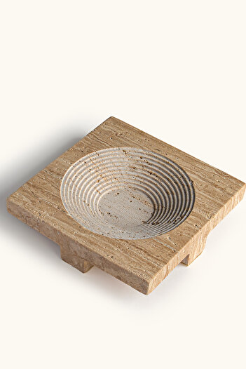 touche deco Roman Travertine Bowl (Squared)