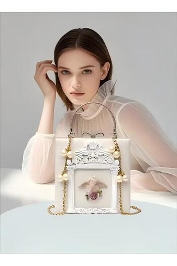 Generic Vintage Baroque Embossed Angel Flower Handbag Chain Bag Crossbody Bag