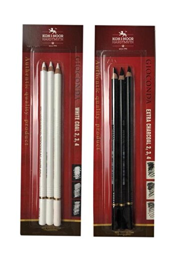 Koh-İ Noor Hardmuth Kohi Noor Gioconda White Coal and Extra Charcoal Charcoal Fuse Pen Set of 2