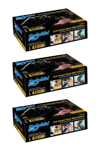egeayazambalaj Black Nitrile Gloves 100 Pack 3 Pieces Size L (Food Grade) Black Gloves