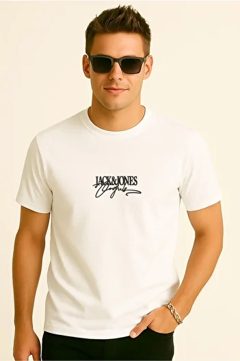 Jack & Jones Ανδρικό μπλουζάκι με λογότυπο Crew Neck Λευκό