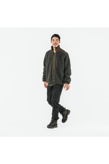 Decathlon Solognac Men's Noiseless Fleece Cardigan - Green - Hunting and Nature Observation - 500