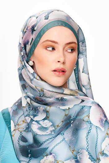 MOISCARF Moj Andalus Refined Jan Jan Chain Patterned Shawl Ocean Flower