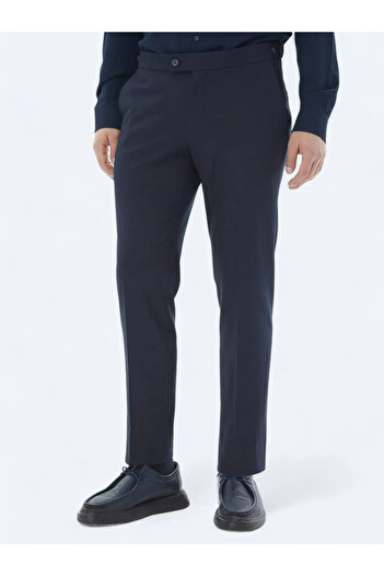 Kip Navy Blue Woven Regular Fit Casual Trousers