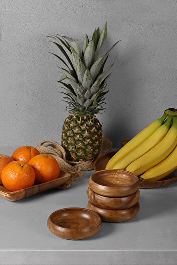 SepetçiBaba 4-Piece Acacia Round Bowl Large