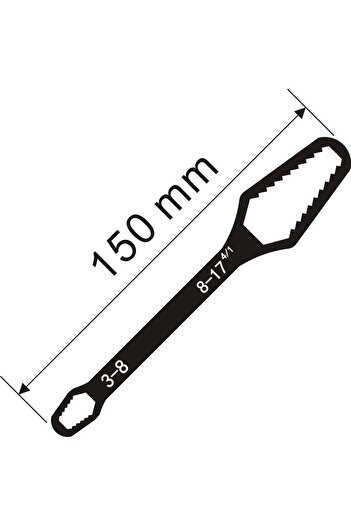 Choice1 Black-150mm 3-17mm8-22mm Universal Torx Wrench Adjustable Multifunction Wrench Board Double-head Mul