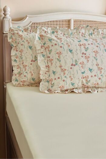 Ricco Lifes 100% Cotton Gaia Ruffled Pillowcase Fitted Sheet