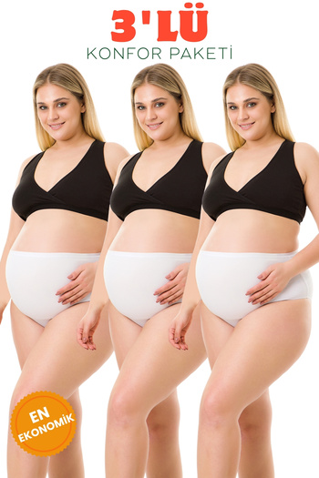 par lingerie pl White 3-Piece Maternity Panties Set