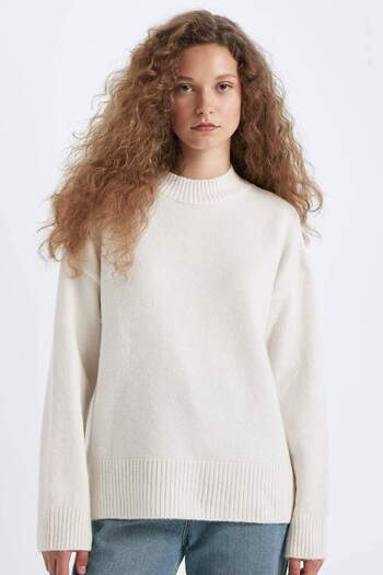 DeFacto Oversize Wide Fit Half Turtleneck Long Knitwear Sweater R6044Az24Wn