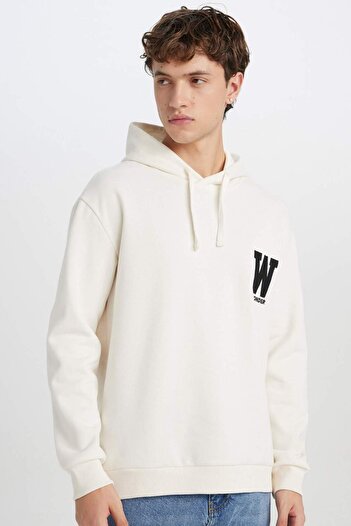 DeFacto Relax Fit Hooded Printed Thick Sweatshirt D2171Ax24Au
