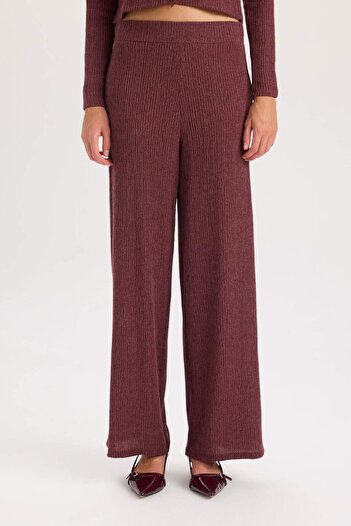 DeFacto Wide Leg Geniş Bol Paça Beli Lastikli Basic Düz Bürümcük Pantolon D6300AX24AU