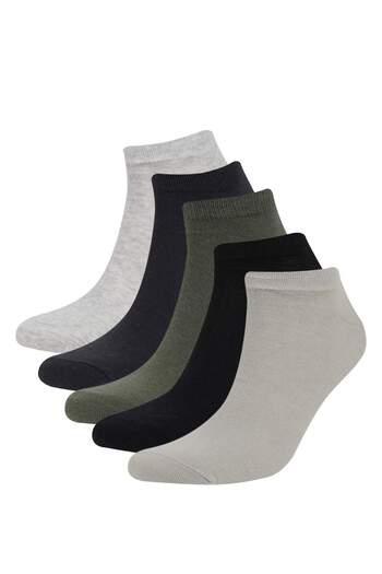 DeFacto Men's 5-Piece Cotton Booties Socks C6746Axns