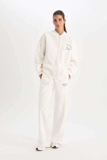 DeFacto Defactofit Nba Brooklyn Nets Oversize Wide Fit College Collar Back Printed Bomber Cardigan C8101Ax24Au
