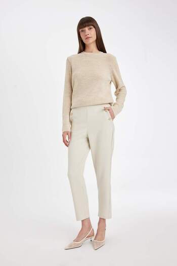 DeFacto Carrot Fit Fabric Pants with High Waist Pockets - B1238Ax24Au