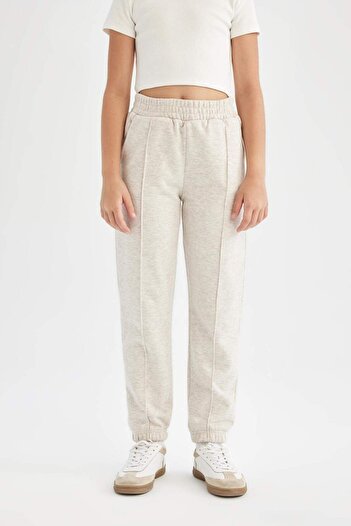 DeFacto Girl's School Jogger Sweatpants - Elastic Waist and Pocket, Standard Fit 25K801T01657