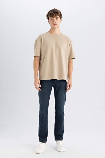 DeFacto Boxy Fit Crew Neck Βαμβακερό Basic μονόχρωμο κοντομάνικο μπλουζάκι E0221AX24AU