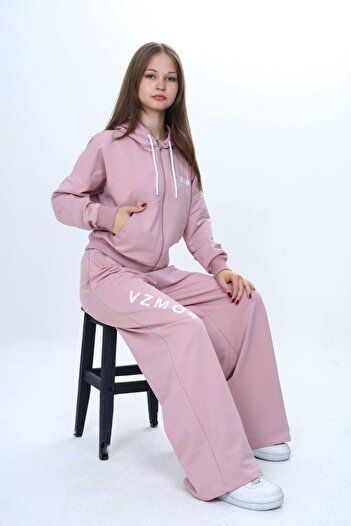 Jannock Girl's 100% Cotton Hooded Zippered 2 Thread Tracksuit Set-309