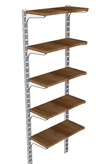 RafBurada 5 Katlı Kitaplık. Ahşap Duvar Rafı. Dekoratif Raf. Kiraz-30x60