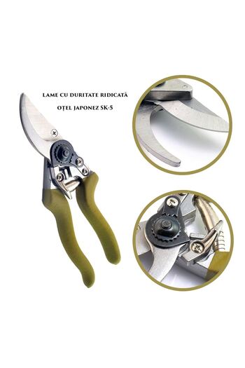 Artool Garden shears, bypass type, SK5 steel, green, latex gloves, 22 cm, XTline