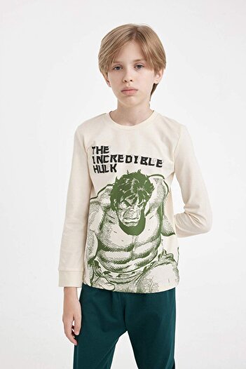 DeFacto Erkek Çocuk Pijama Takımı Marvel Uzun Kollu Üst Beli Lastikli Uzun Alt D4366A824WN