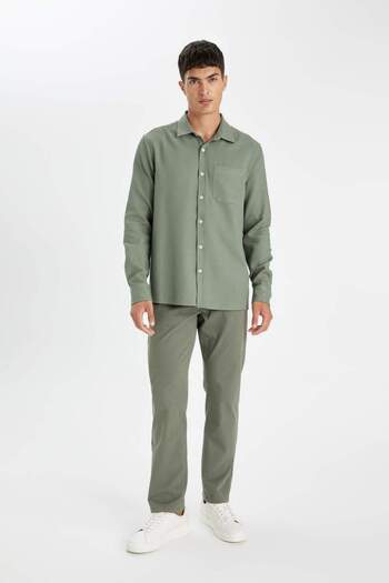 DeFacto Regular Fit Basic Plain Cotton Long Sleeve Shirt 3148004