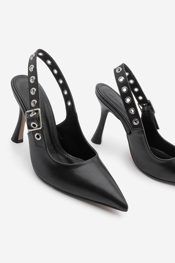 Marjin Ragon Black Women's Stiletto - High Heels with Trock and Scarf