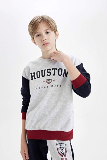 DeFacto Φούτερ Boy's Oversize Wide Fit Crew Neck Φούτερ C9807a824wn