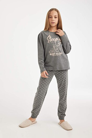 DeFacto Girl's Printed Long Sleeve Pajamas Set D6319A8Ns