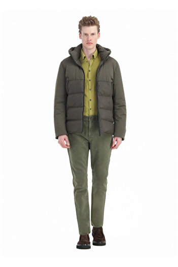 Ramsey Khaki Regular Fit Hooded Casual Woven Coat