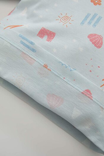DeFacto Kız Bebek Pijama Takımı Desenli Penye Bisiklet Yaka Uzun Kollu Üst Uzun Alt D1791A524AU