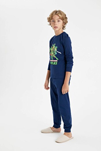 DeFacto Erkek Çocuk Pijama Takımı Teenage Mutant Ninja Turtles Uzun Kollu Üst Uzun Alt D6324A824AU