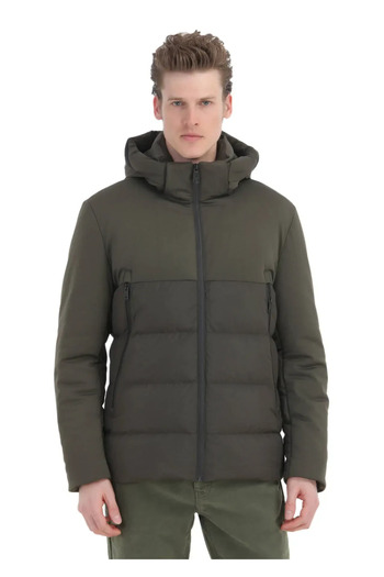 Ramsey Khaki Regular Fit Hooded Casual Woven Coat