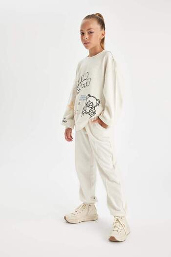 DeFacto Kız Çocuk Beli Paçası Lastikli Cepli Basic Düz Jogger Eşofman Altı D0731A824AU
