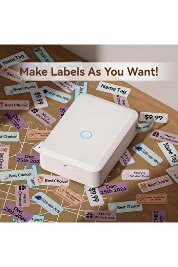 NiiMbot D110 Portable Thermal Mini Label Maker Printer with Tape, Thermal Sticker Barcode Printer